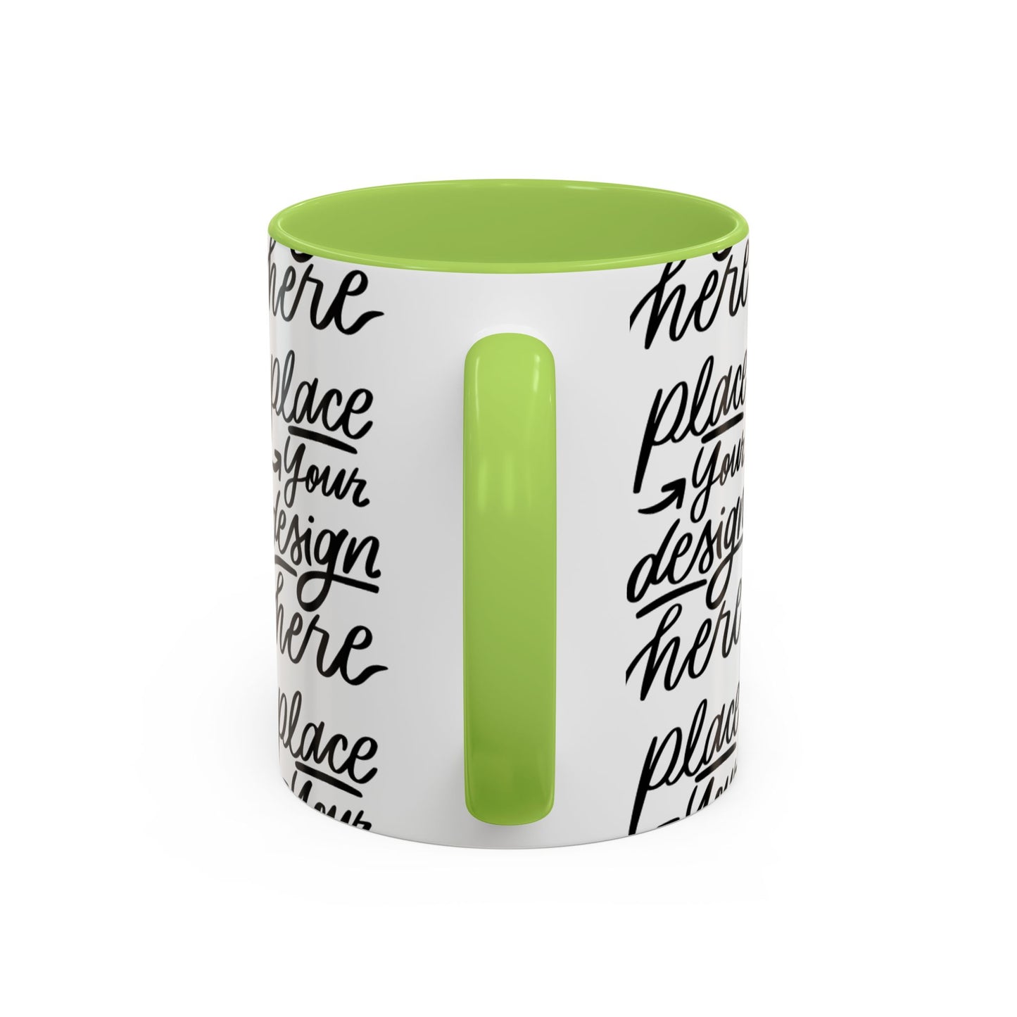 Accent Coffee Mug — 'Place Your Design Here' Handwritten Script Pattern, 11/15oz