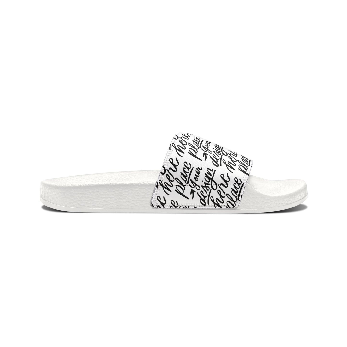 Men's Removable-Strap Slide Sandals — Customizable White Slides with Swap-Out Strap