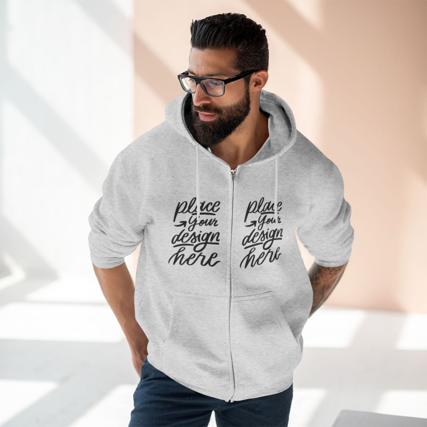 Zip Hoodie — Custom Chest Design Zip-Up Hoodie