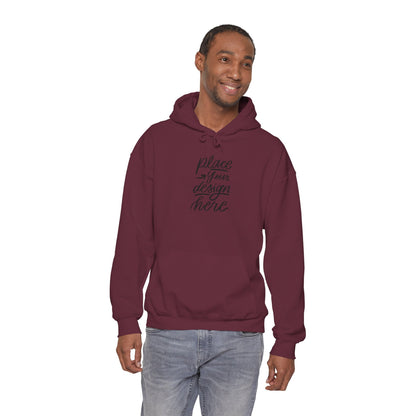 White Custom Hoodie — 'Place Your Design Here' Mockup Pullover