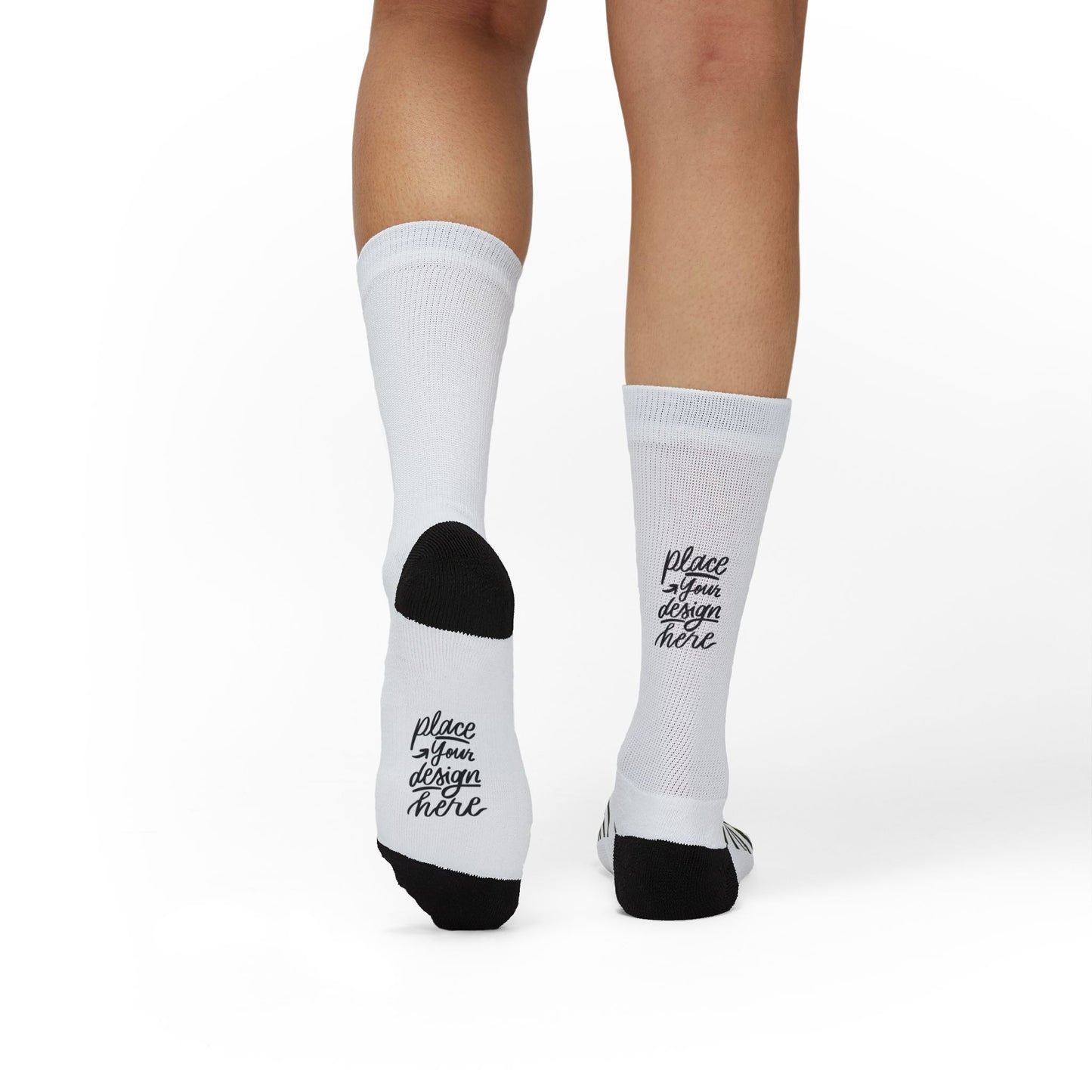 Custom Sublimation Socks | Personalized Crew Socks with 'Place Your Design Here' Print Area