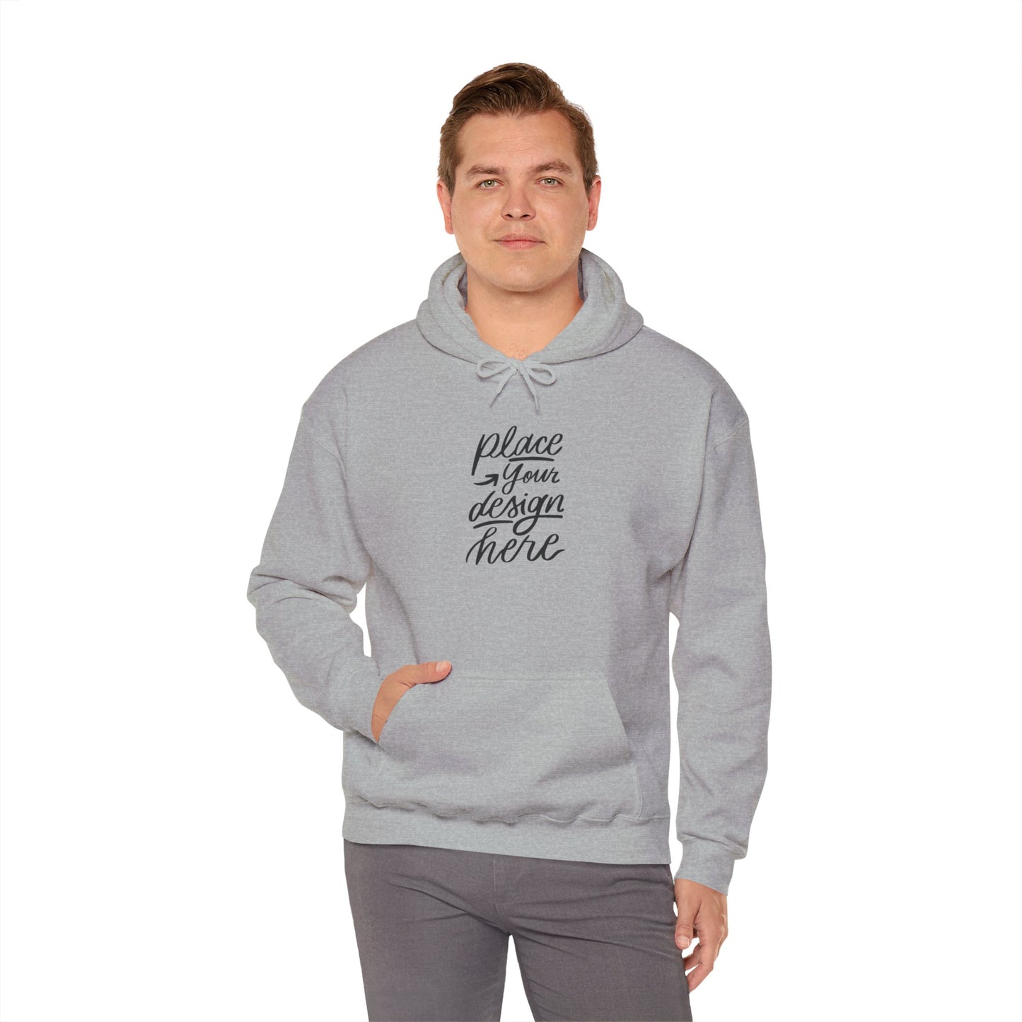 White Custom Hoodie — 'Place Your Design Here' Mockup Pullover