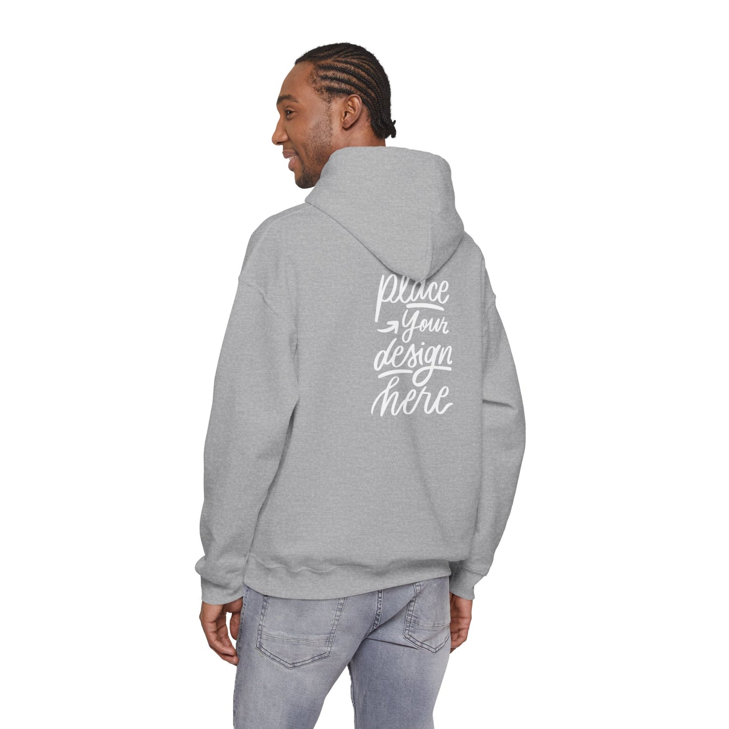 White Custom Hoodie — 'Place Your Design Here' Mockup Pullover