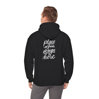 White Custom Hoodie — 'Place Your Design Here' Mockup Pullover