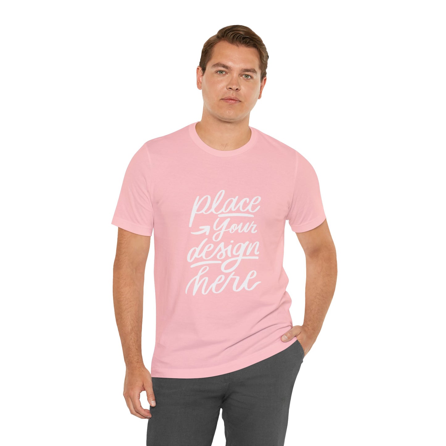 Place Your Design Here T-Shirt  Customizable White Jersey Tee