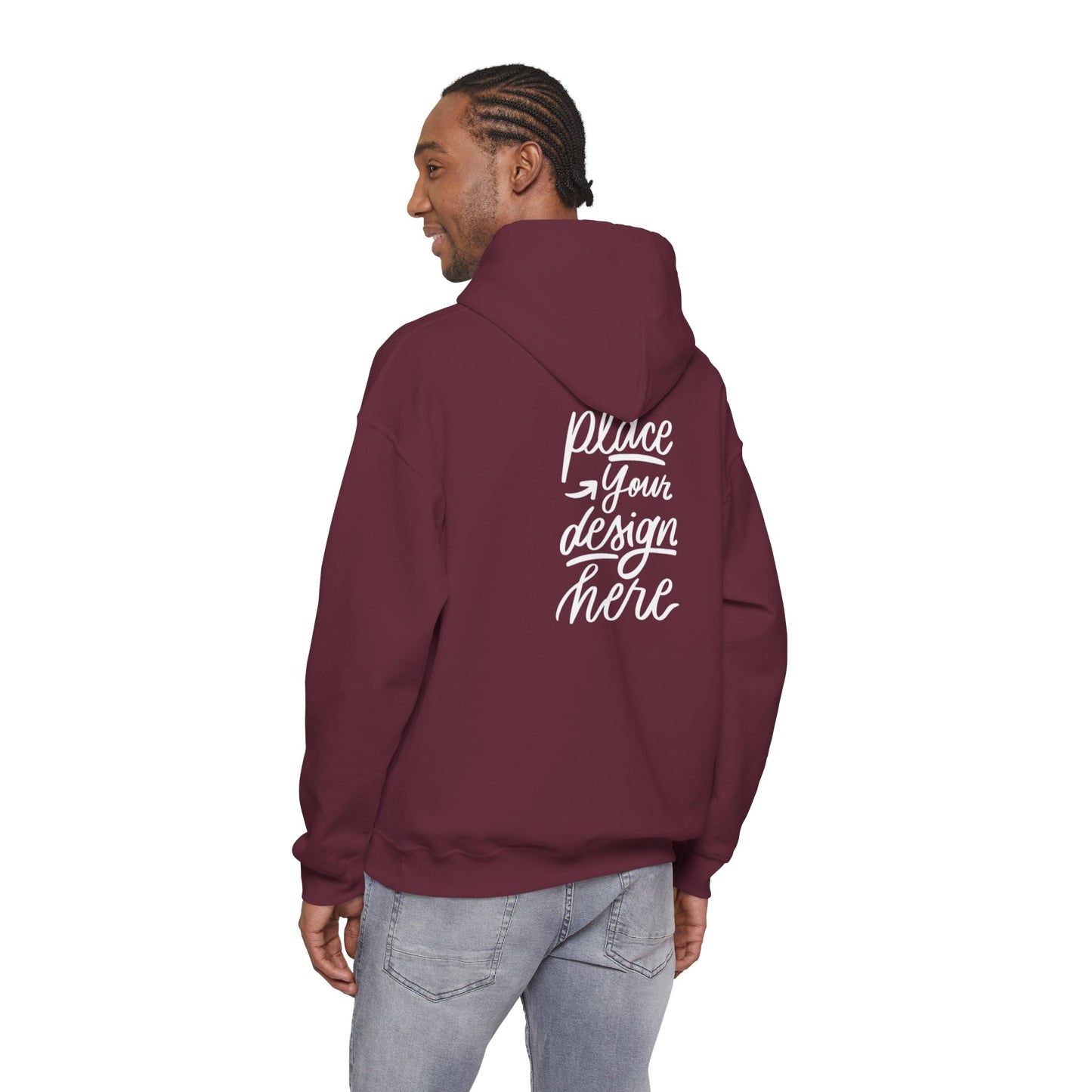 White Custom Hoodie — 'Place Your Design Here' Mockup Pullover