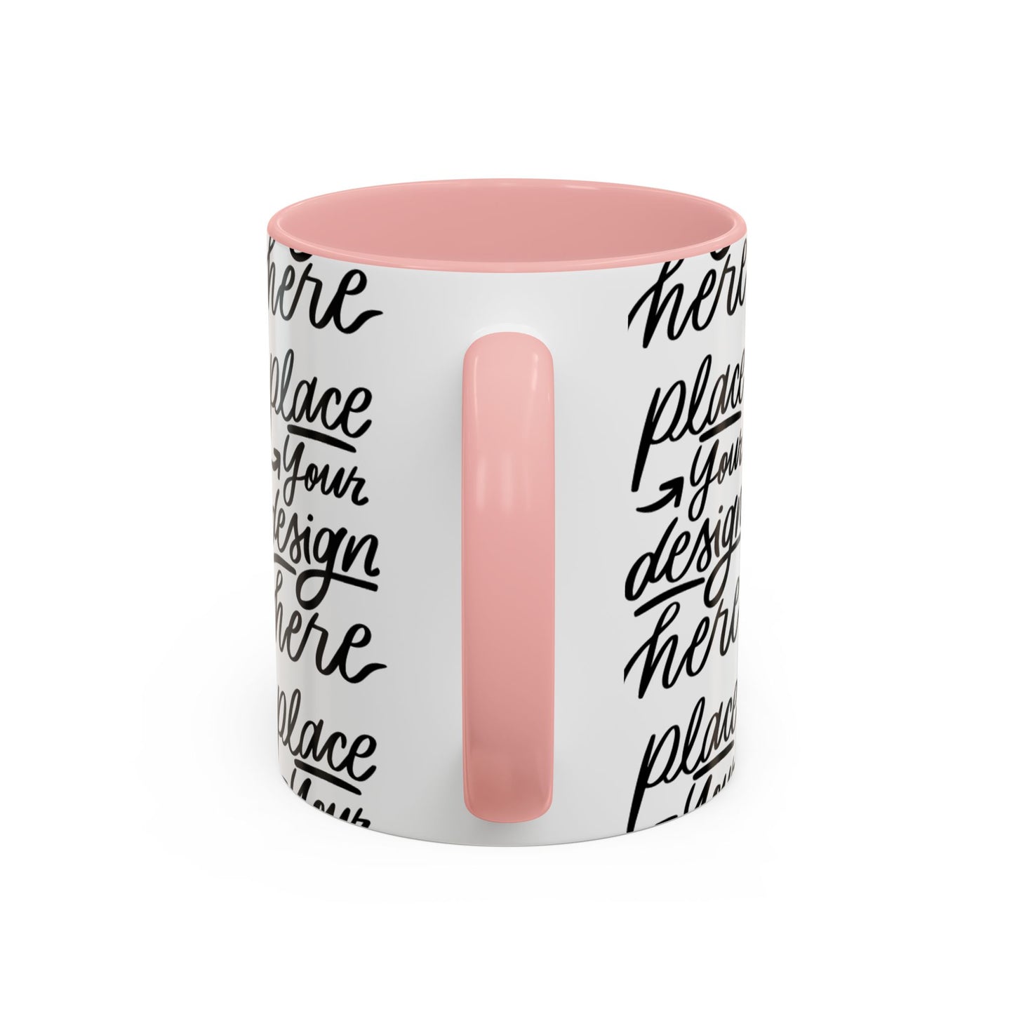 Accent Coffee Mug — 'Place Your Design Here' Handwritten Script Pattern, 11/15oz