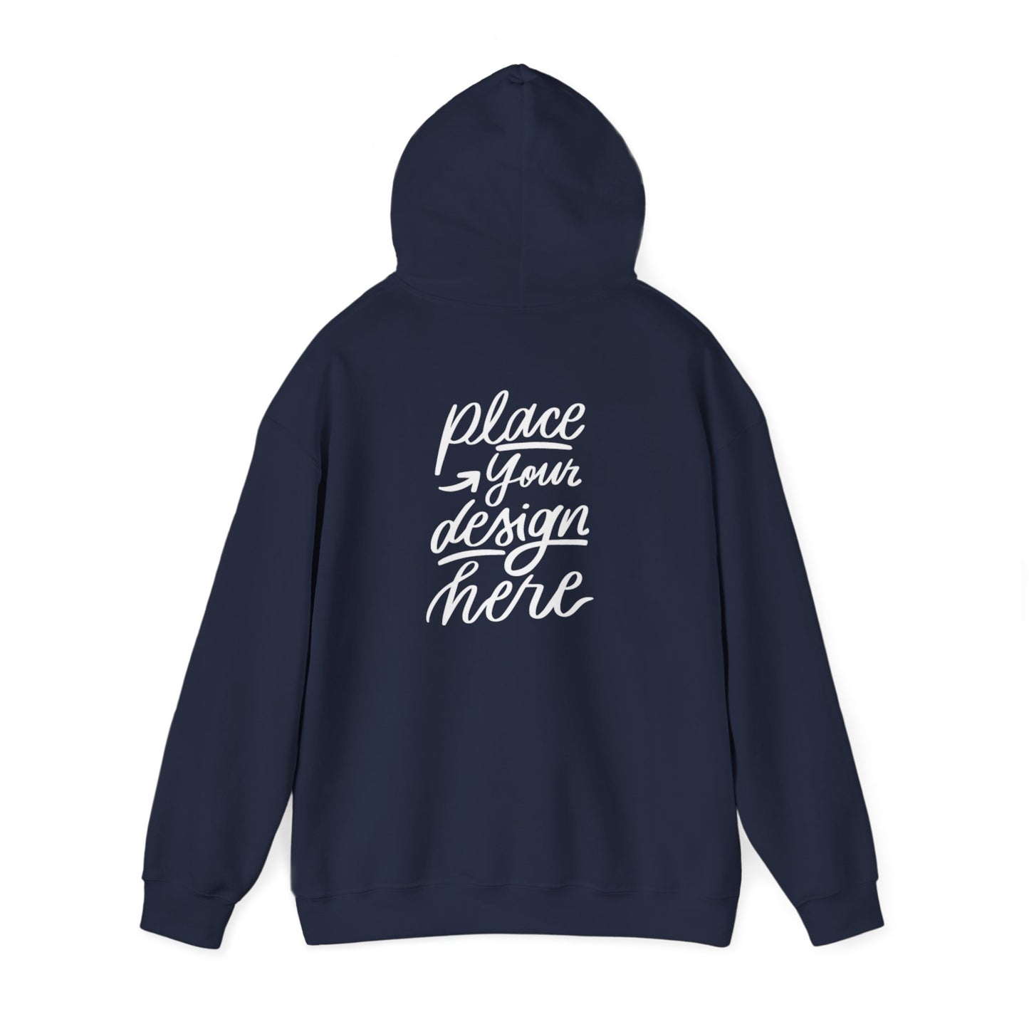 White Custom Hoodie — 'Place Your Design Here' Mockup Pullover