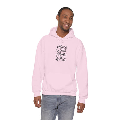 White Custom Hoodie — 'Place Your Design Here' Mockup Pullover