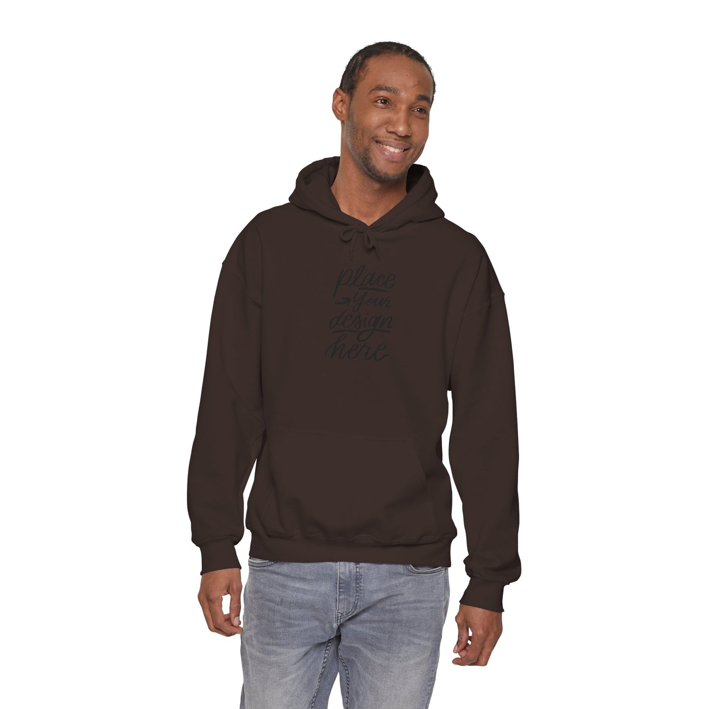 White Custom Hoodie — 'Place Your Design Here' Mockup Pullover