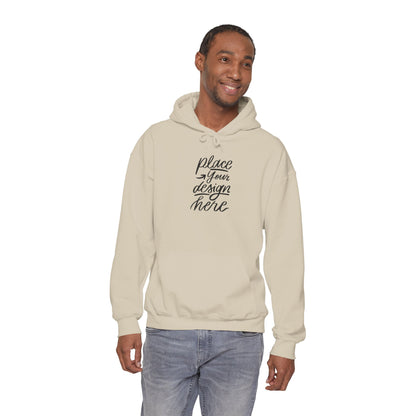 White Custom Hoodie — 'Place Your Design Here' Mockup Pullover
