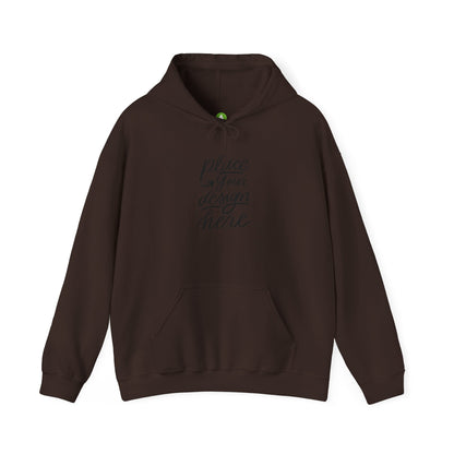 White Custom Hoodie — 'Place Your Design Here' Mockup Pullover
