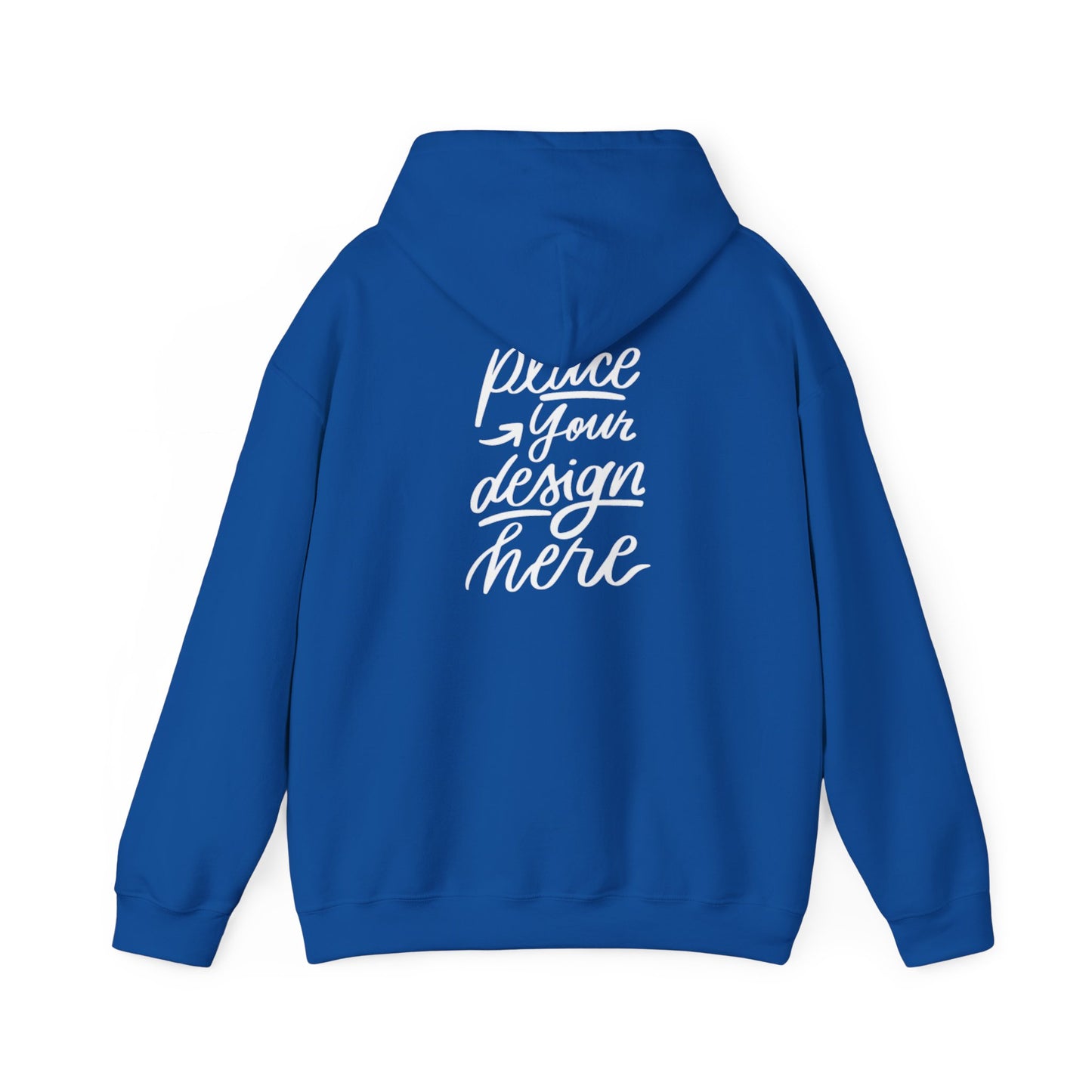 White Custom Hoodie — 'Place Your Design Here' Mockup Pullover