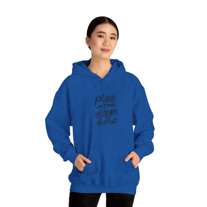 White Custom Hoodie — 'Place Your Design Here' Mockup Pullover