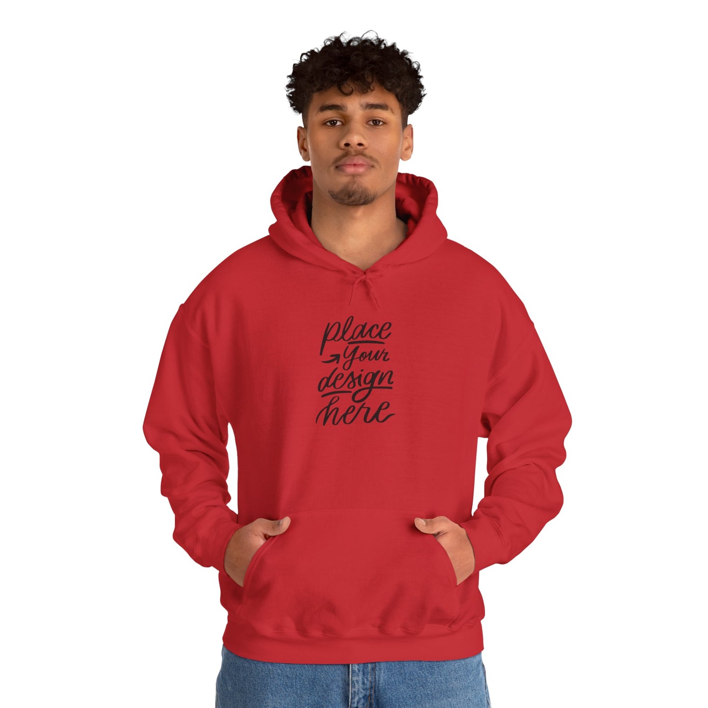 White Custom Hoodie — 'Place Your Design Here' Mockup Pullover