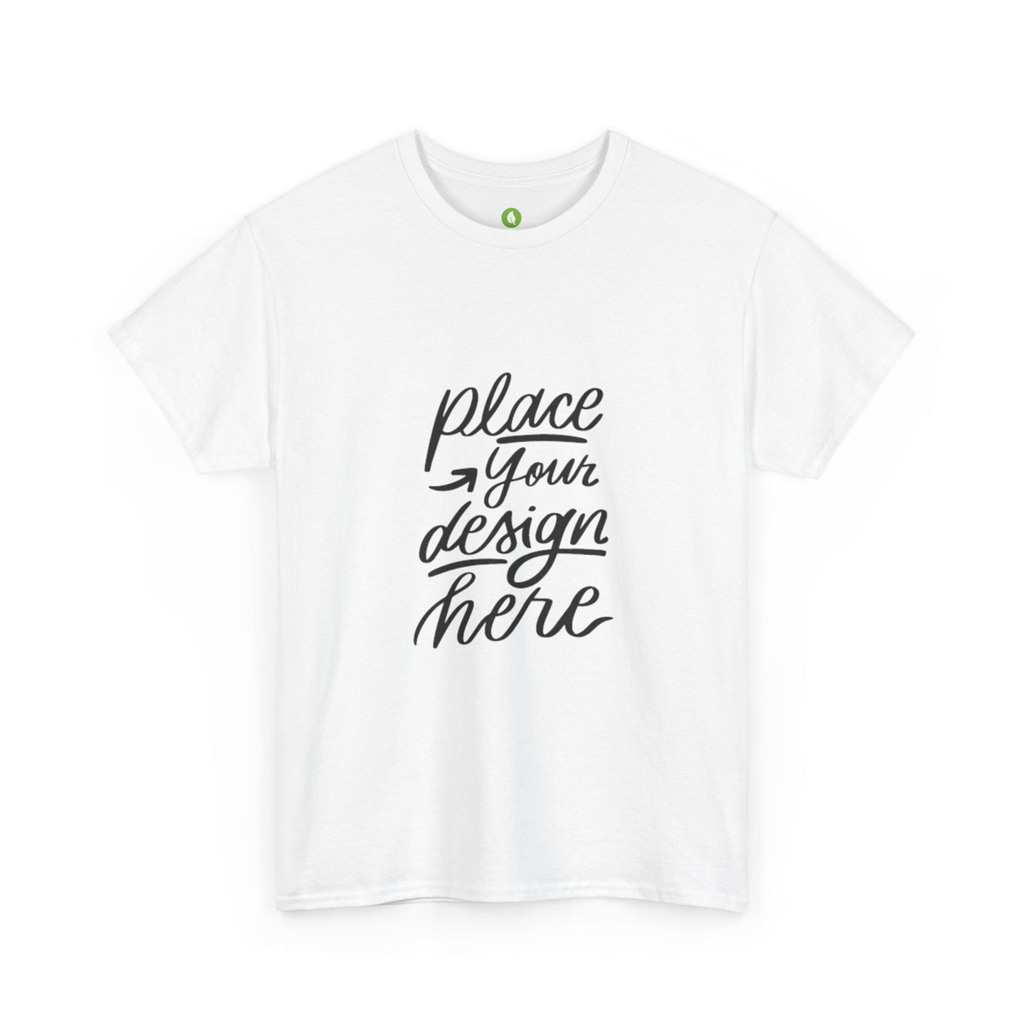 Classic White Tee — Placeholder "Place Your Design Here" Mockup T-Shirt