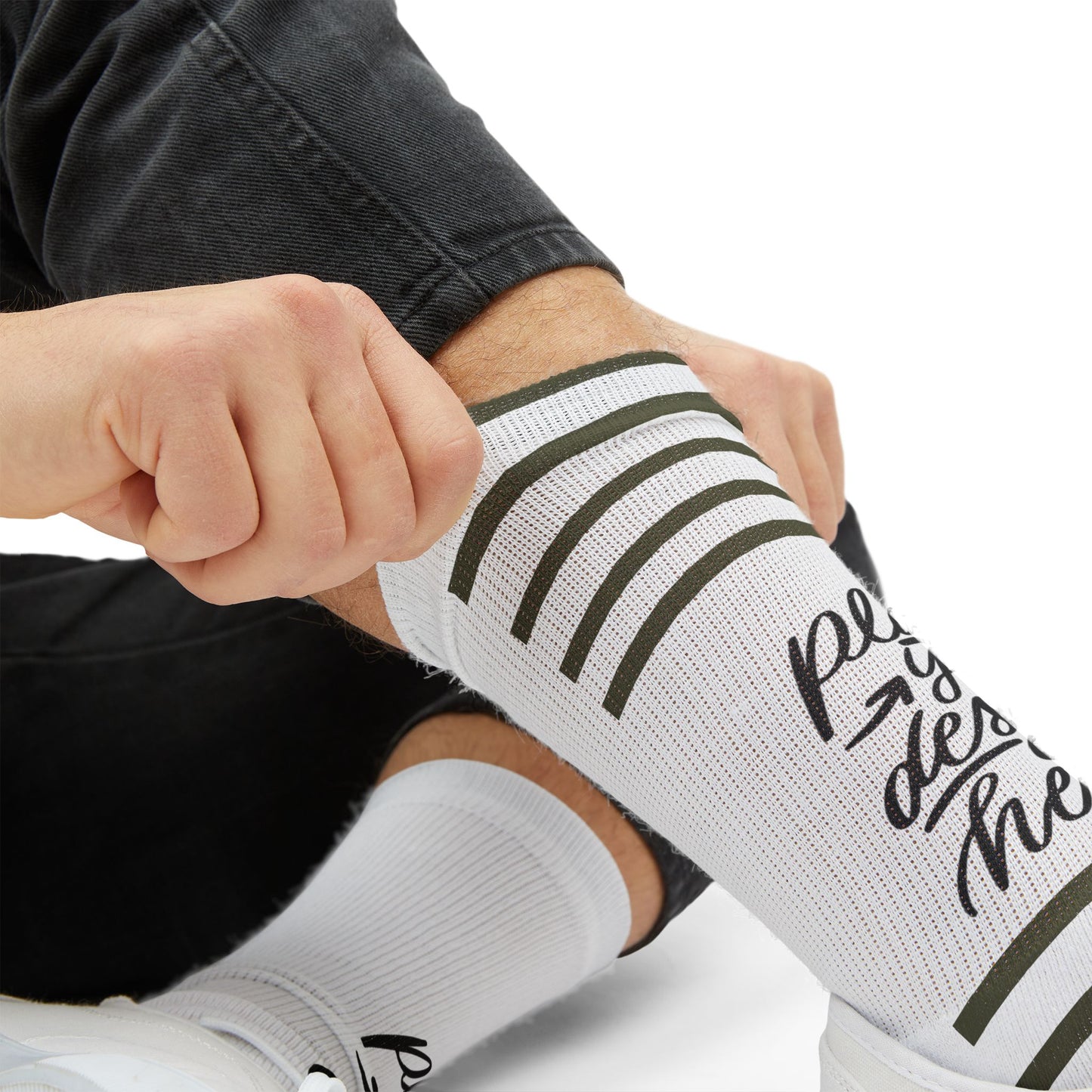 Custom Sublimation Socks | Personalized Crew Socks with 'Place Your Design Here' Print Area