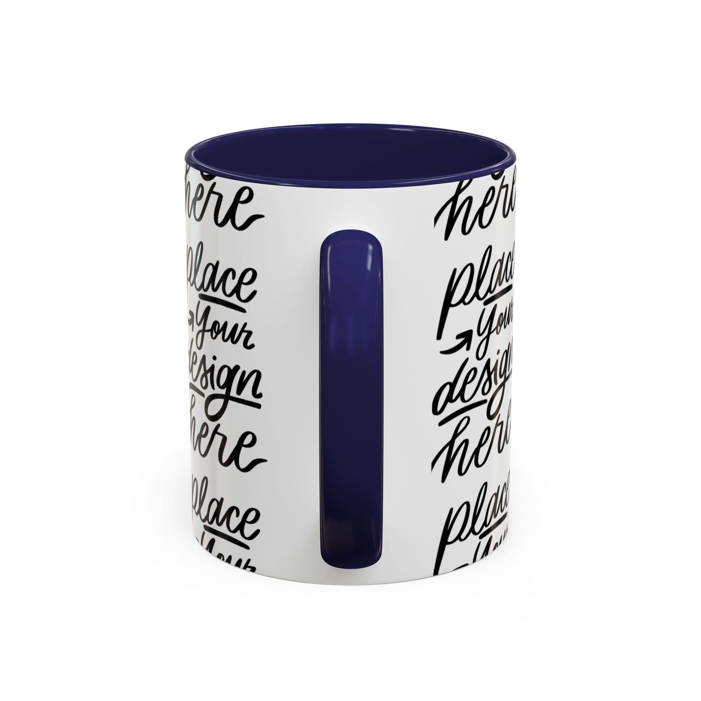 Accent Coffee Mug — 'Place Your Design Here' Handwritten Script Pattern, 11/15oz
