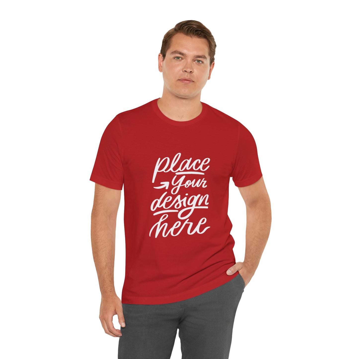 Place Your Design Here T-Shirt  Customizable White Jersey Tee