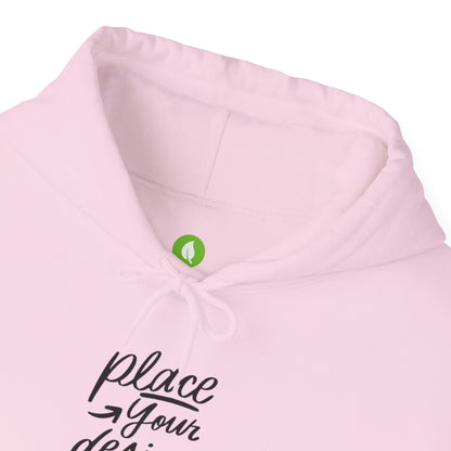 White Custom Hoodie — 'Place Your Design Here' Mockup Pullover