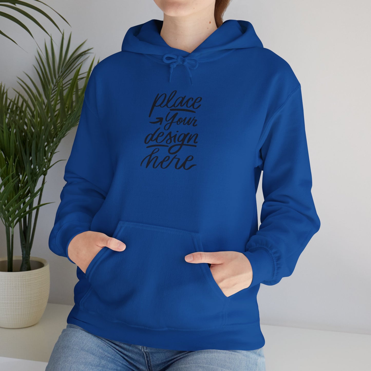 White Custom Hoodie — 'Place Your Design Here' Mockup Pullover
