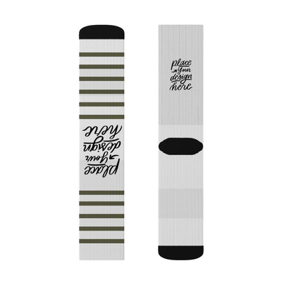 Custom Sublimation Socks | Personalized Crew Socks with 'Place Your Design Here' Print Area