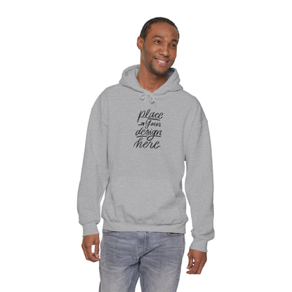 White Custom Hoodie — 'Place Your Design Here' Mockup Pullover