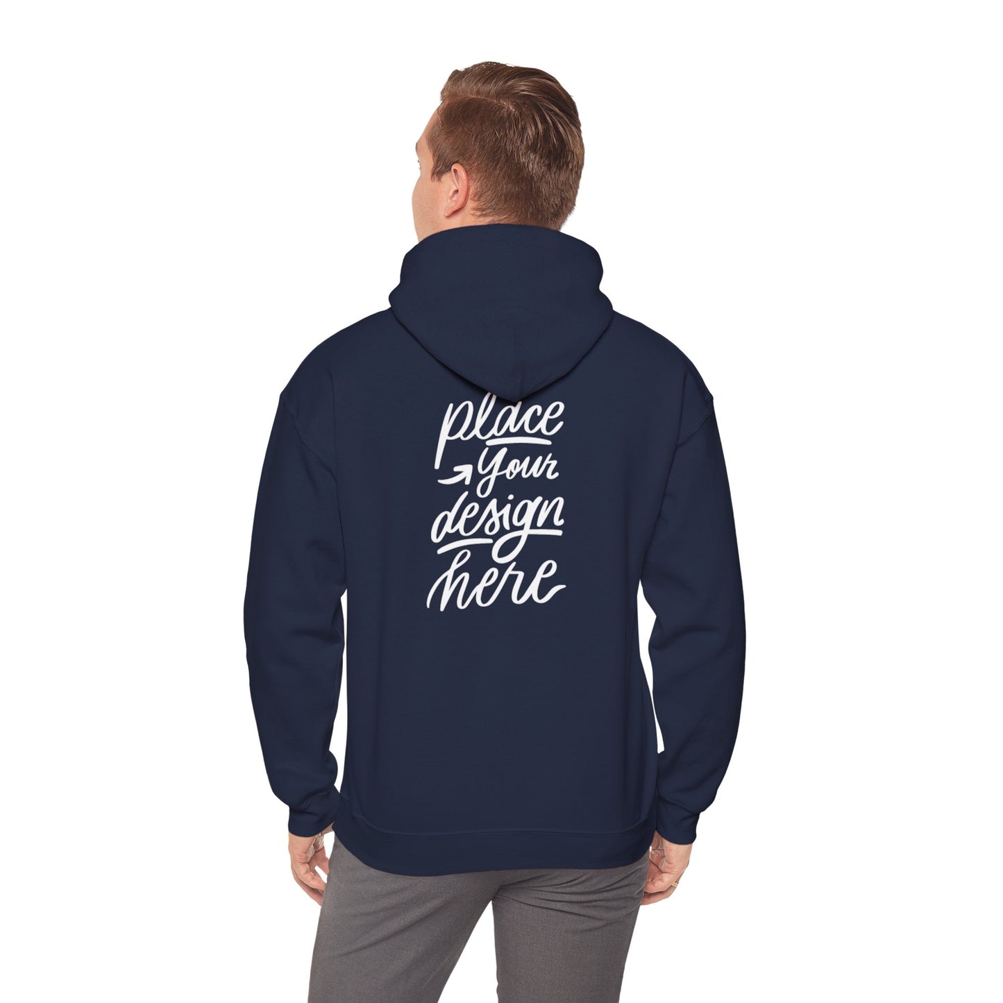 White Custom Hoodie — 'Place Your Design Here' Mockup Pullover