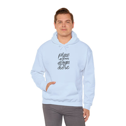 White Custom Hoodie — 'Place Your Design Here' Mockup Pullover