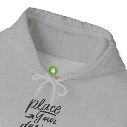 White Custom Hoodie — 'Place Your Design Here' Mockup Pullover