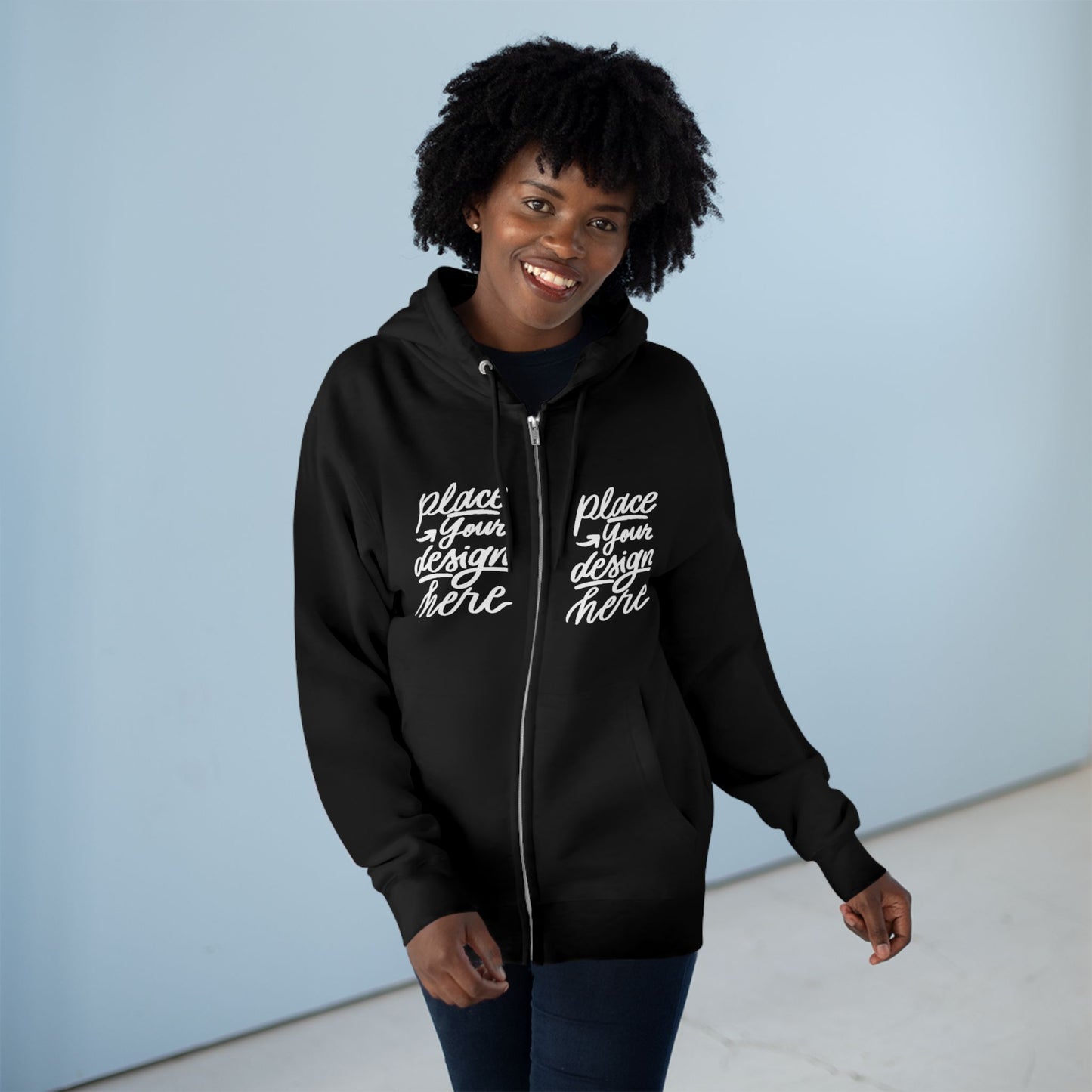 Zip Hoodie — Custom Chest Design Zip-Up Hoodie