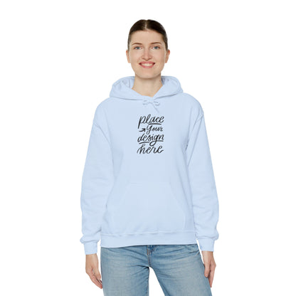 White Custom Hoodie — 'Place Your Design Here' Mockup Pullover