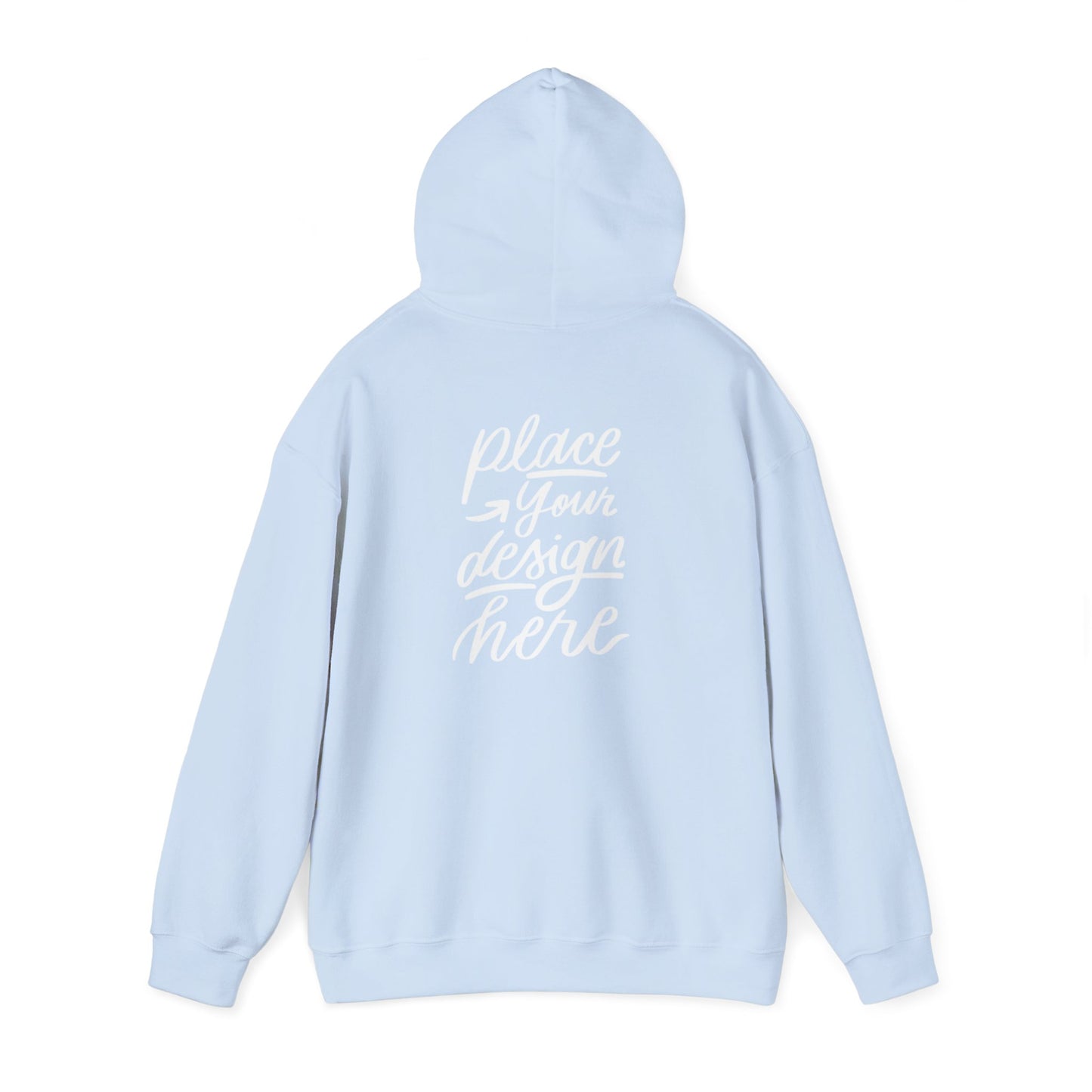 White Custom Hoodie — 'Place Your Design Here' Mockup Pullover