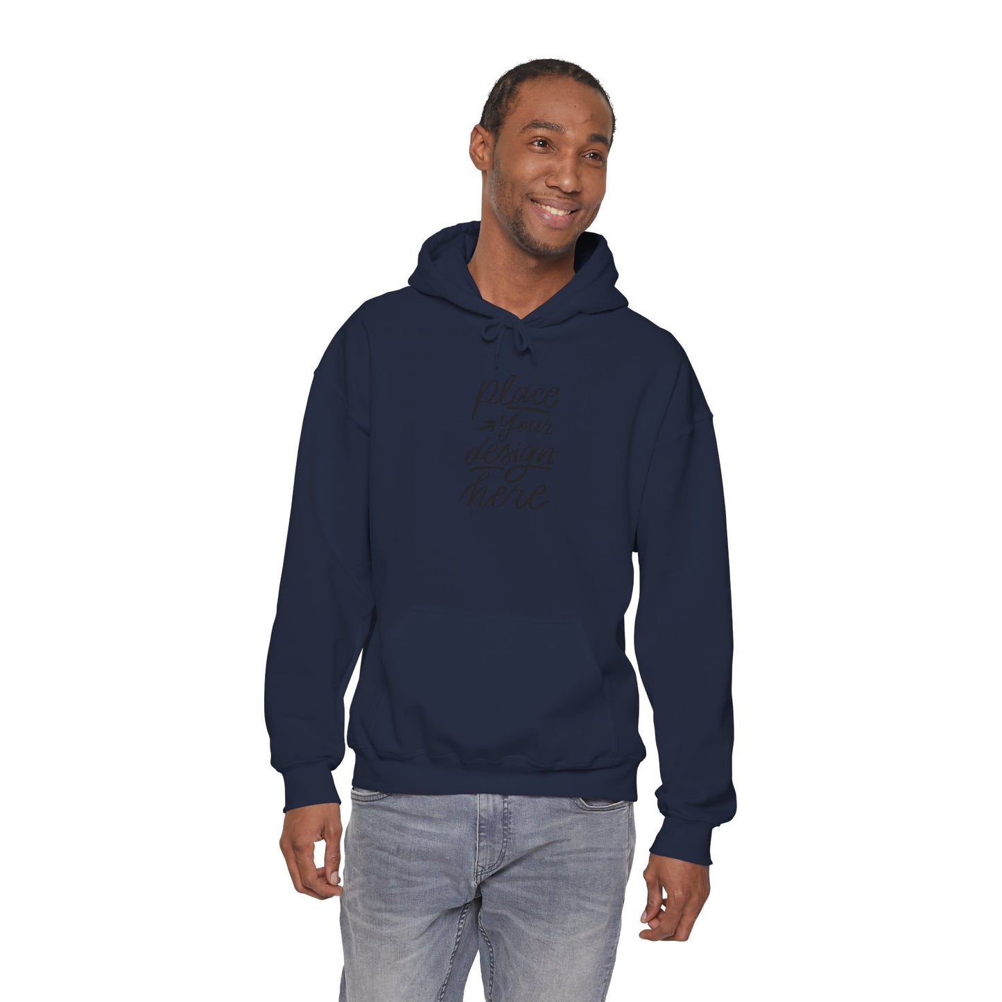 White Custom Hoodie — 'Place Your Design Here' Mockup Pullover