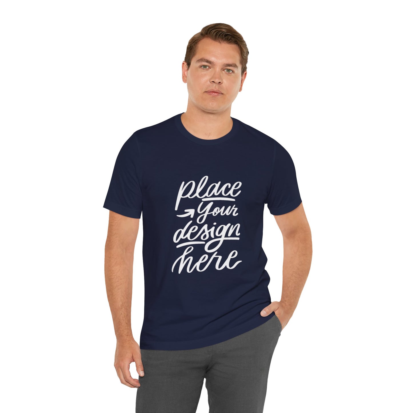 Place Your Design Here T-Shirt  Customizable White Jersey Tee