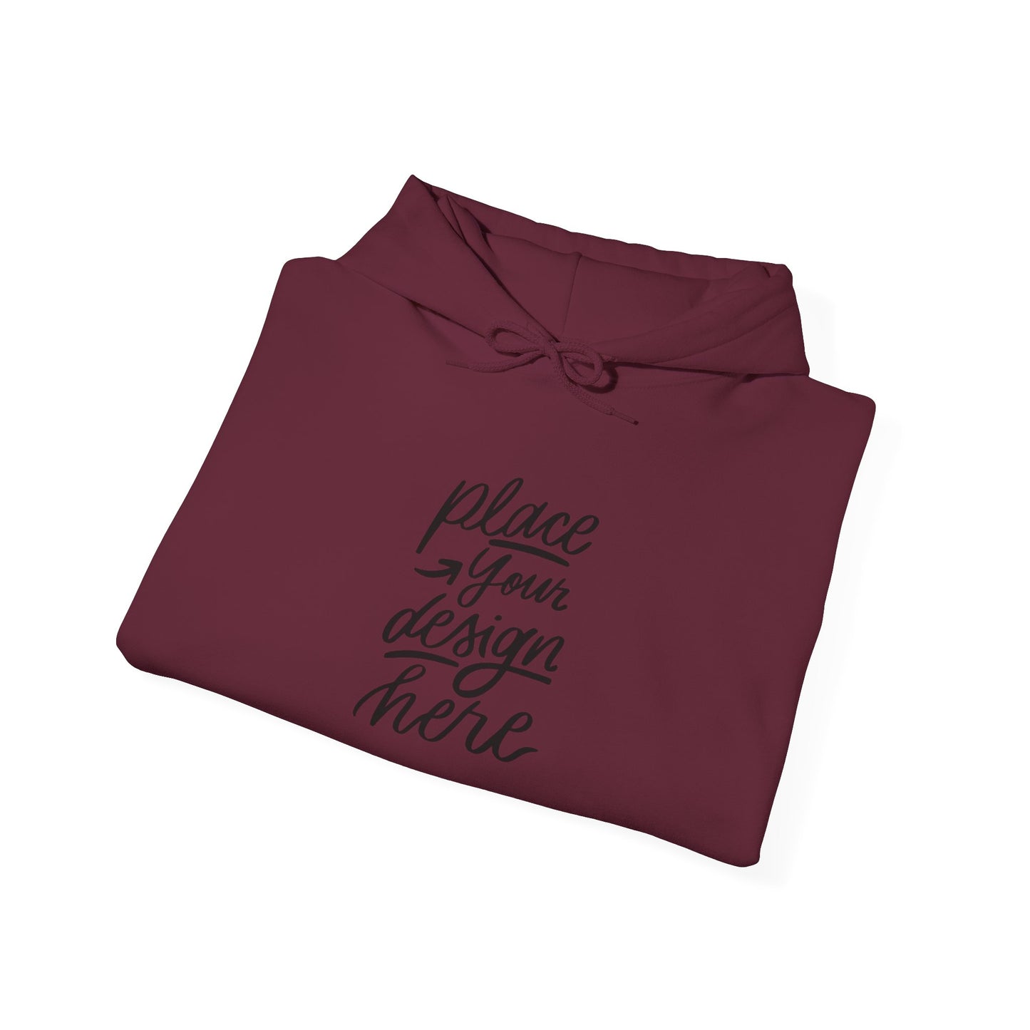 White Custom Hoodie — 'Place Your Design Here' Mockup Pullover