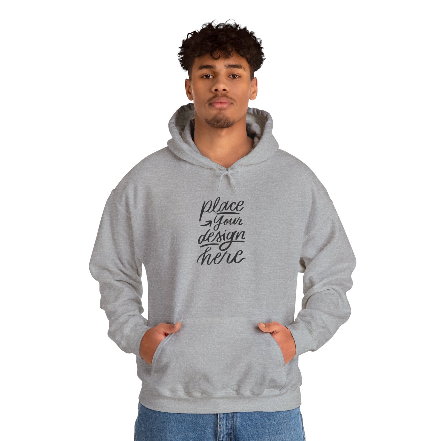 White Custom Hoodie — 'Place Your Design Here' Mockup Pullover