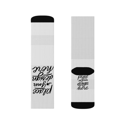 Custom Sublimation Socks | Personalized Crew Socks with 'Place Your Design Here' Print Area