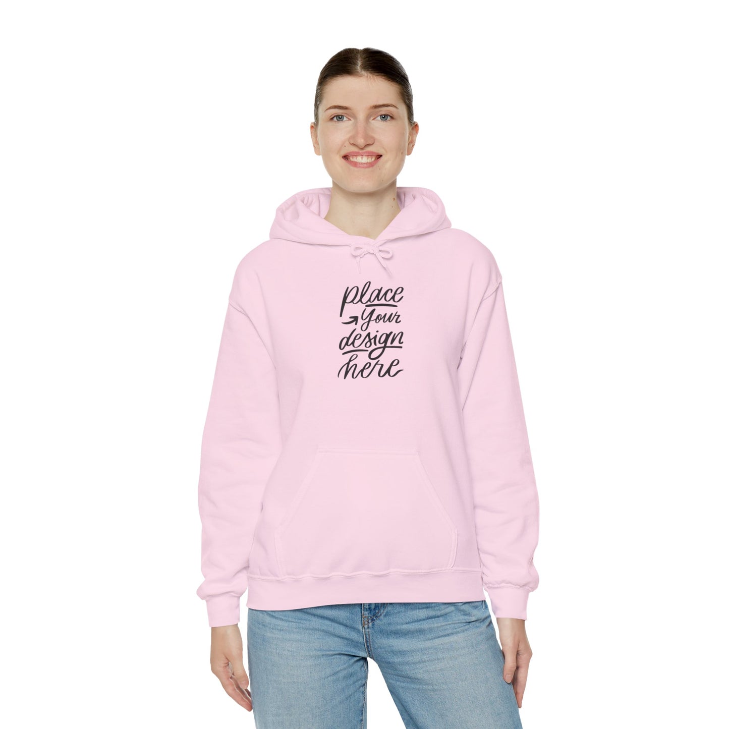 White Custom Hoodie — 'Place Your Design Here' Mockup Pullover