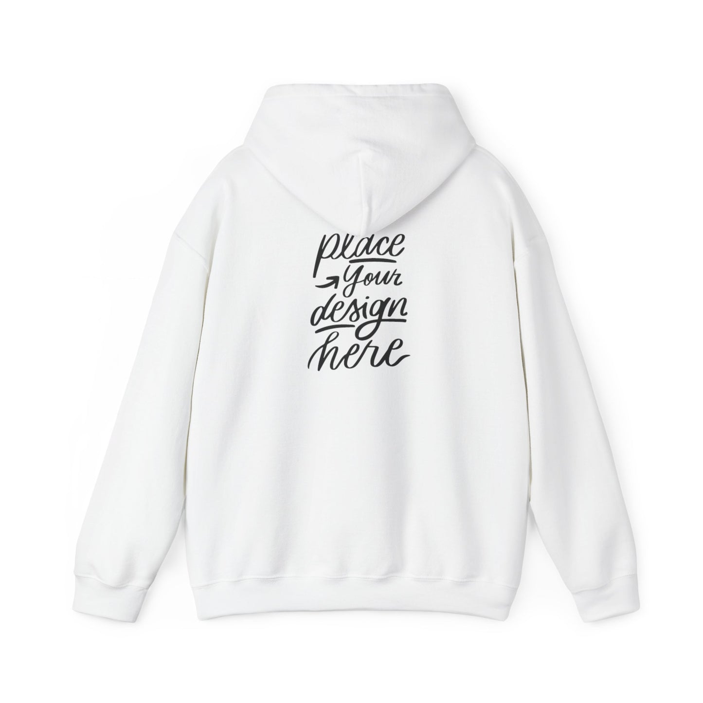 White Custom Hoodie — 'Place Your Design Here' Mockup Pullover