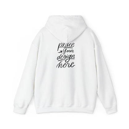 White Custom Hoodie — 'Place Your Design Here' Mockup Pullover