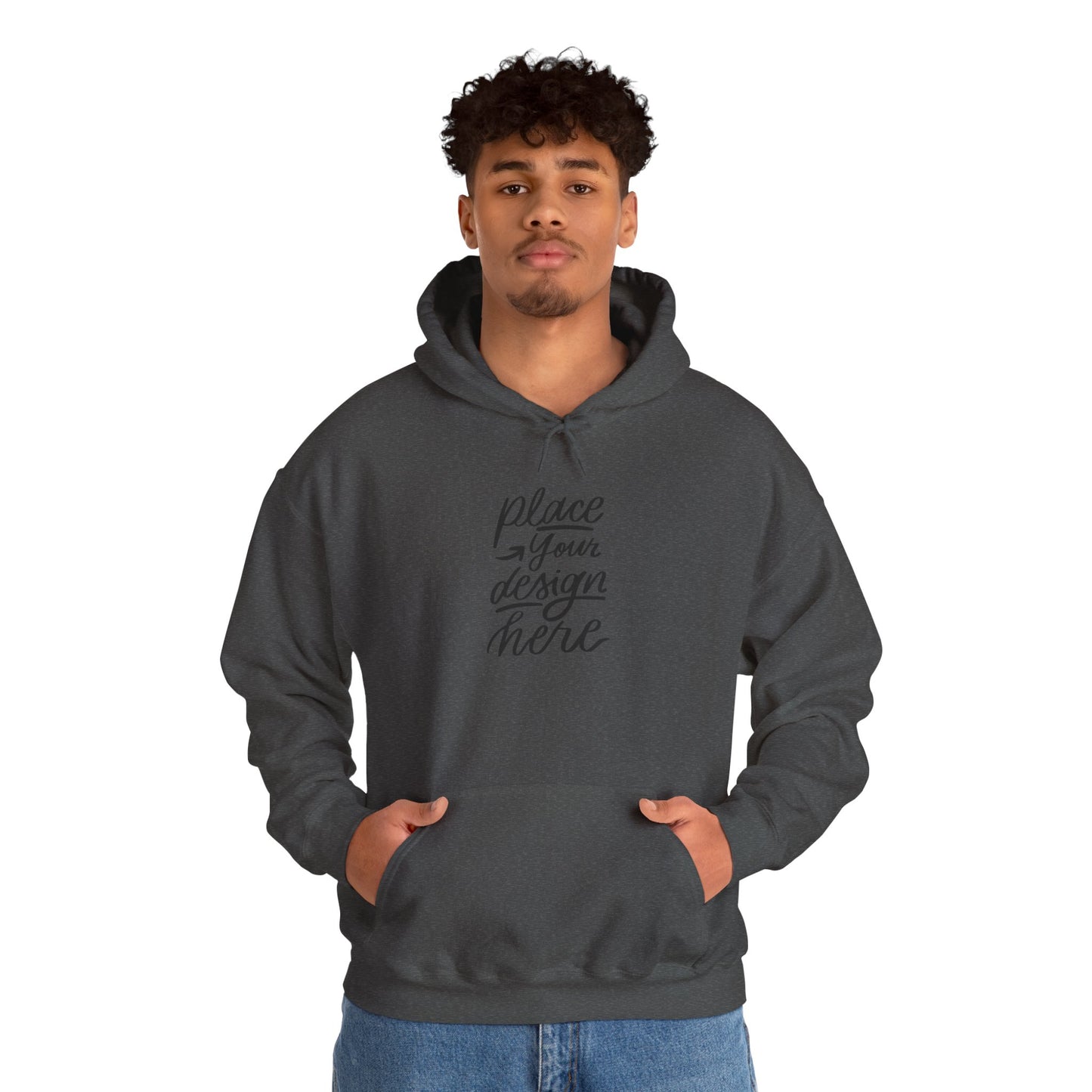 White Custom Hoodie — 'Place Your Design Here' Mockup Pullover