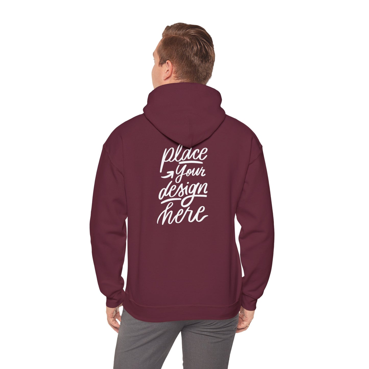 White Custom Hoodie — 'Place Your Design Here' Mockup Pullover