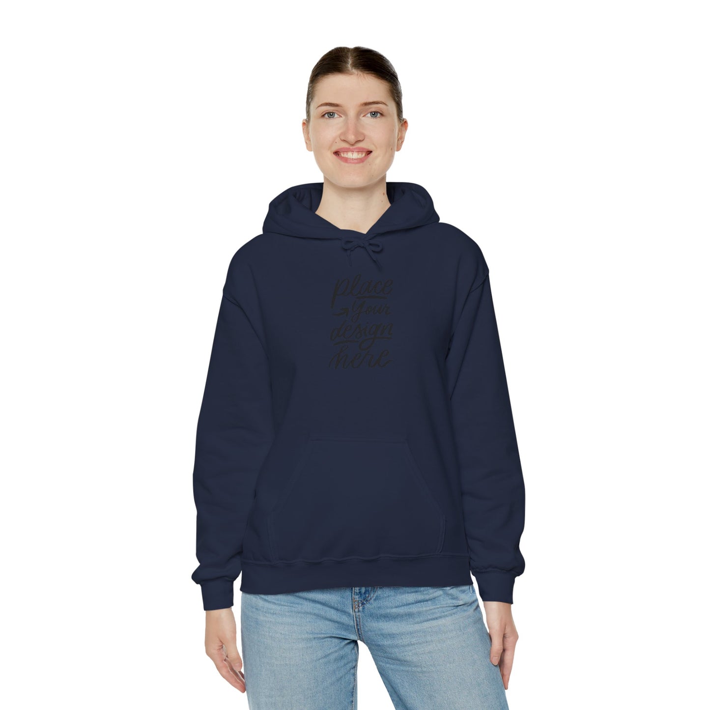 White Custom Hoodie — 'Place Your Design Here' Mockup Pullover