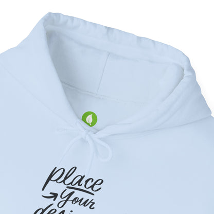 White Custom Hoodie — 'Place Your Design Here' Mockup Pullover