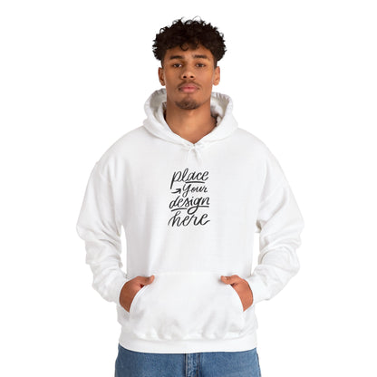 White Custom Hoodie — 'Place Your Design Here' Mockup Pullover