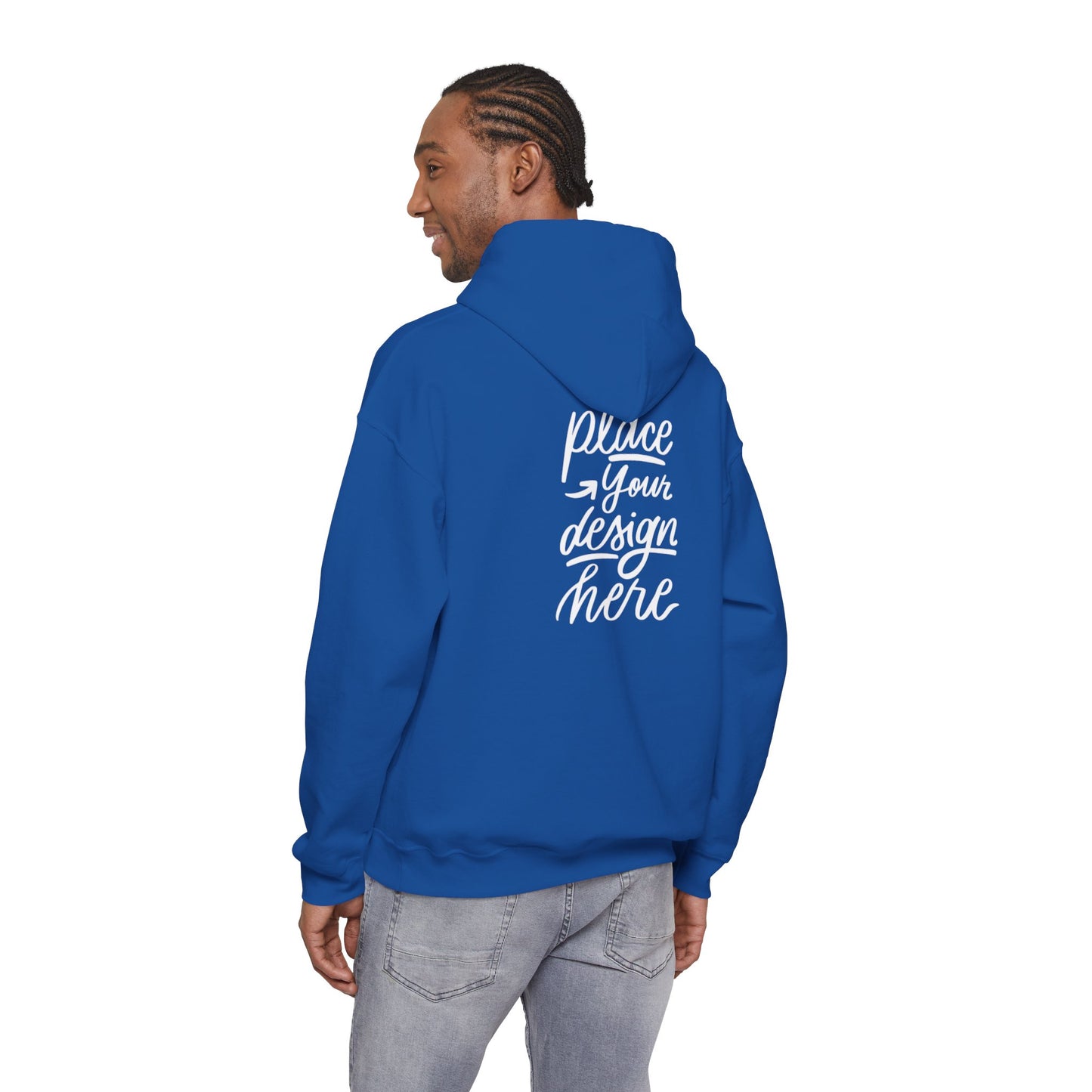 White Custom Hoodie — 'Place Your Design Here' Mockup Pullover
