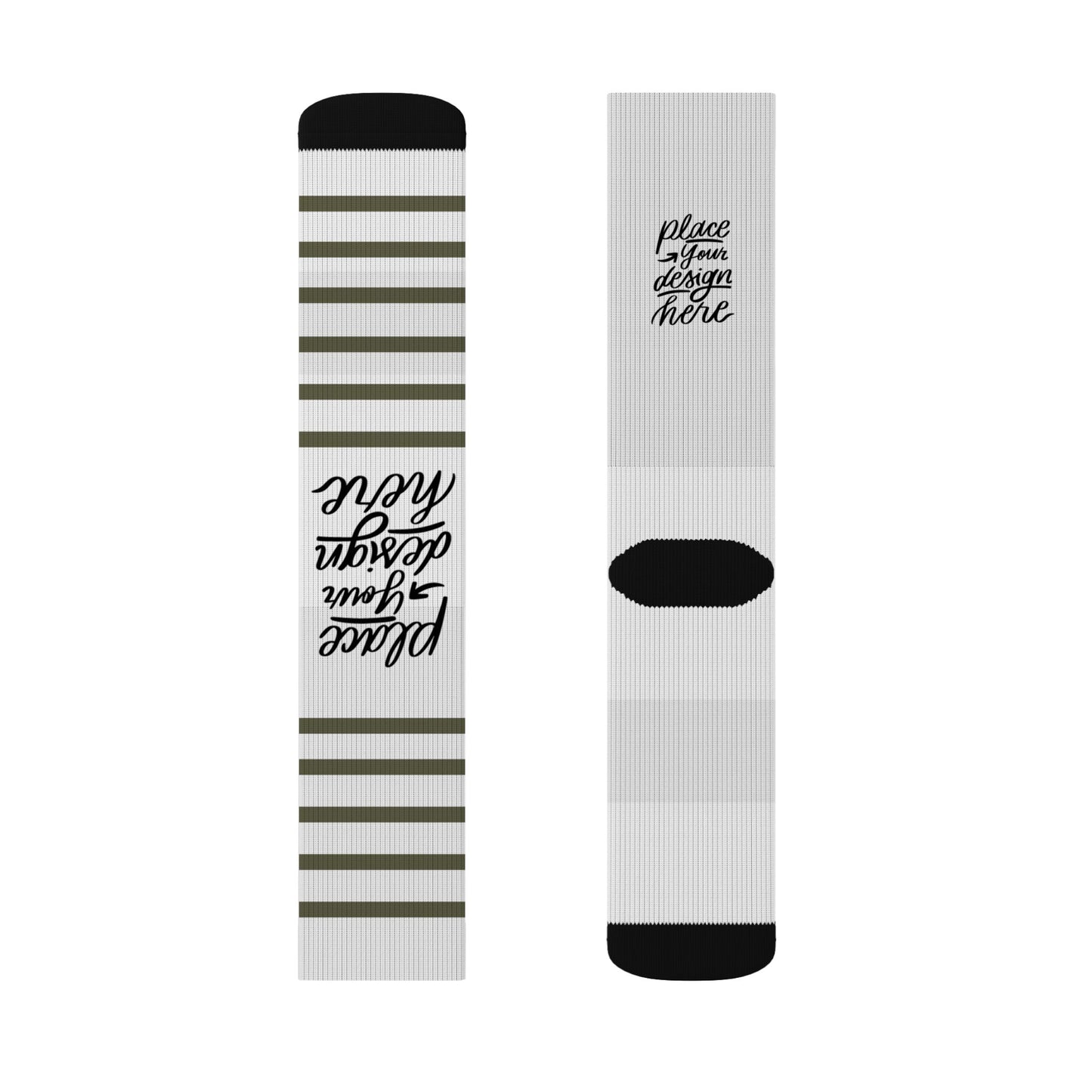 Custom Sublimation Socks | Personalized Crew Socks with 'Place Your Design Here' Print Area