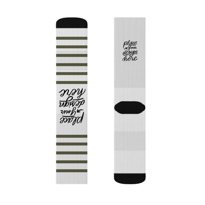 Custom Sublimation Socks | Personalized Crew Socks with 'Place Your Design Here' Print Area