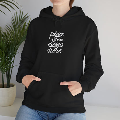 White Custom Hoodie — 'Place Your Design Here' Mockup Pullover